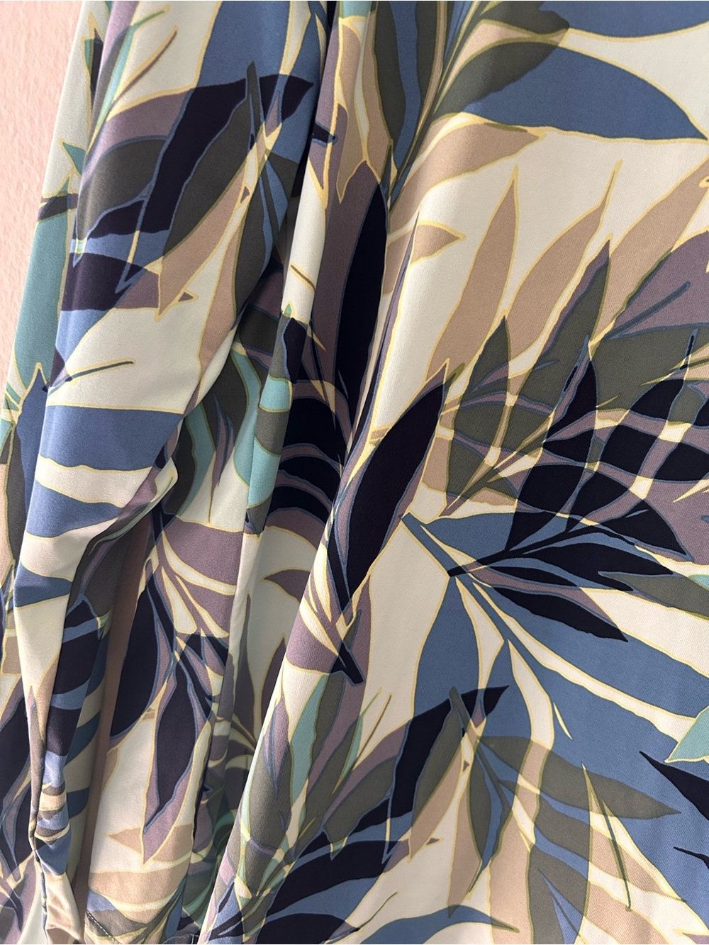 Hang Ten Blue Floral Tropical Leaf Print Top SPF Swim Active XL UPF 50+ - Picture 3 of 5